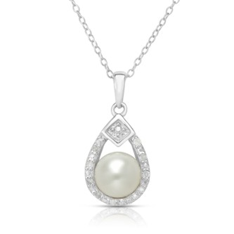 JILCO  - Pearl and Diamond Necklace, Silver